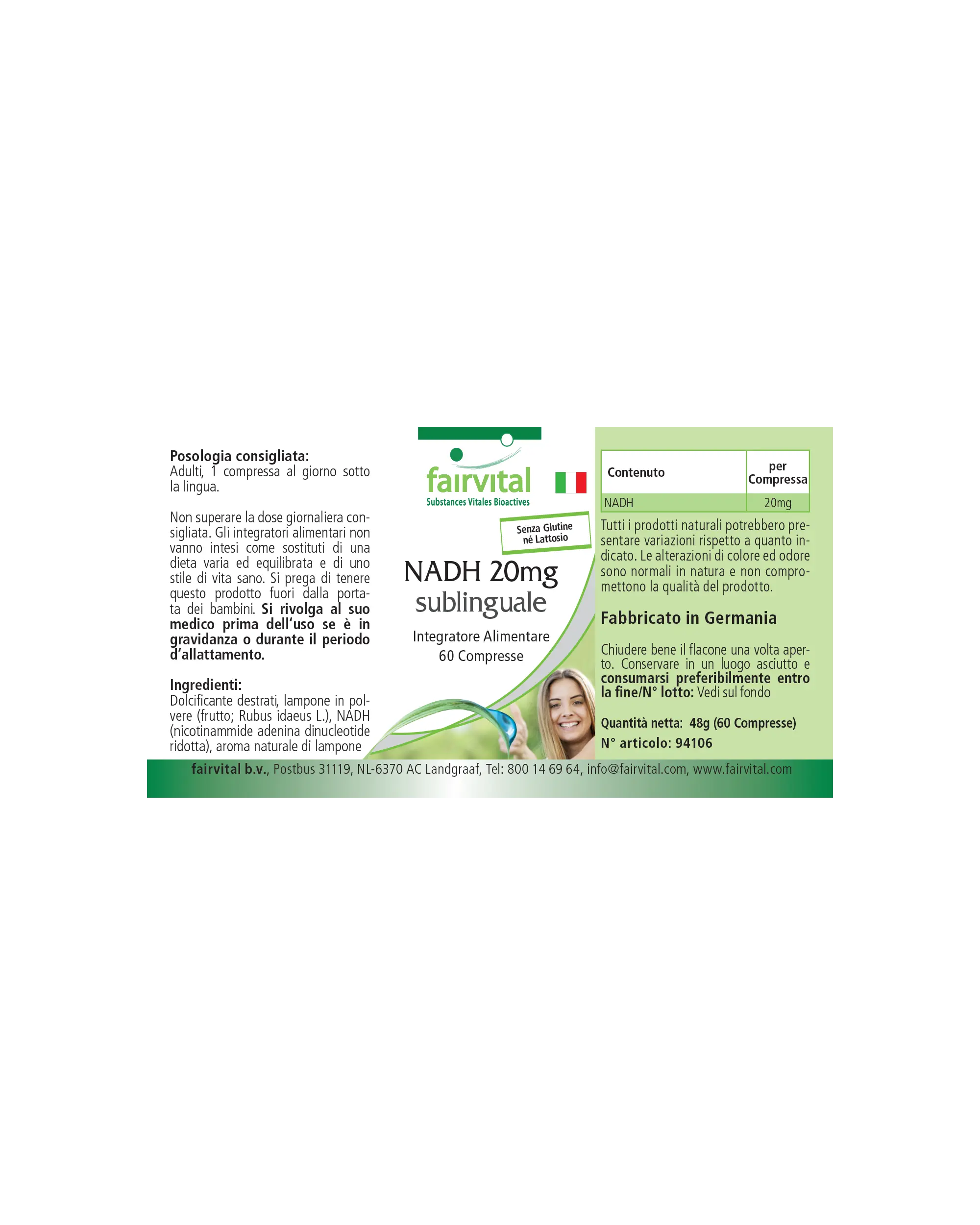 NADH 20mg sublingual-60 Tabletten zum Lutschen-Vegan | Fairvital