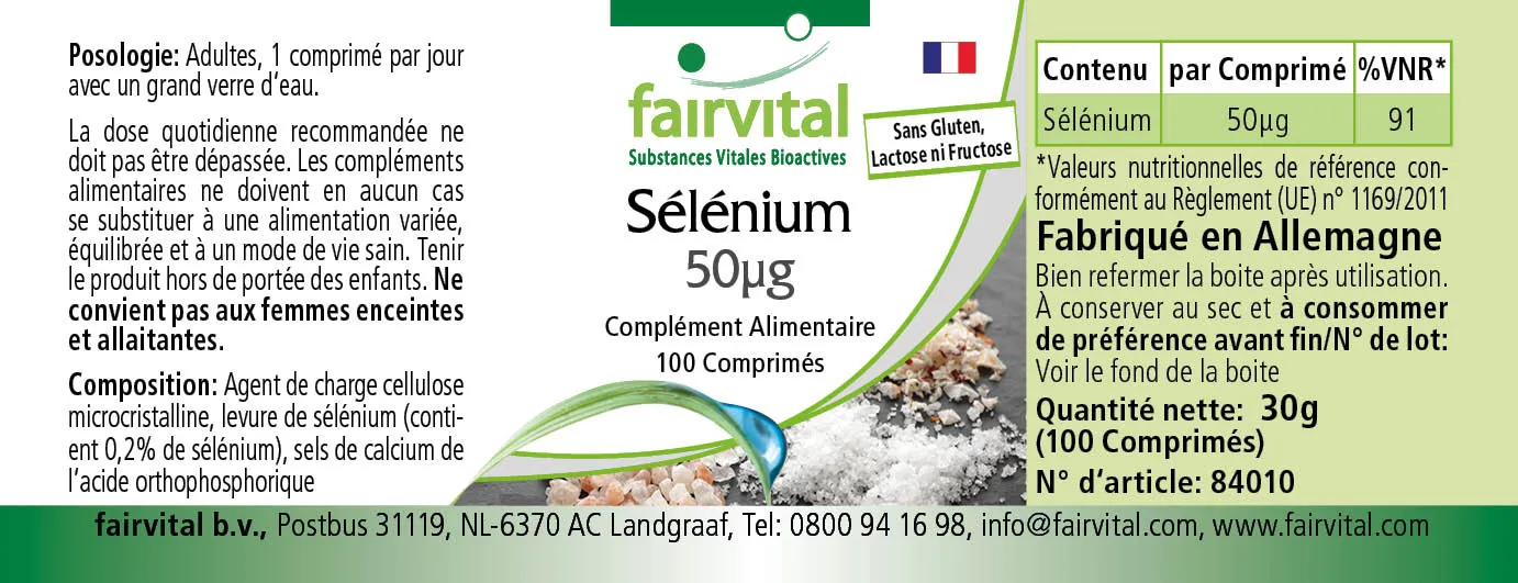 Selen 50µg - 100 Tabletten - für Schilddrüse, Immunsystem, Haar uvm. - Vegan | Fairvital Selen 50µg - 100 Tabletten - für Schilddrüse, Immunsystem, Haar uvm. - Vegan | Fairvital