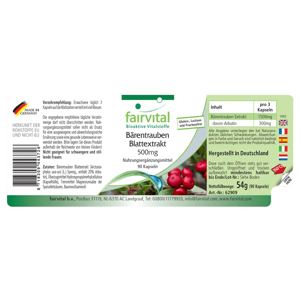 Extrait de feuilles de Busserole Uva Ursi 500mg - 90 gélules Extrait de feuilles de Busserole Uva Ursi 500mg - 90 gélules