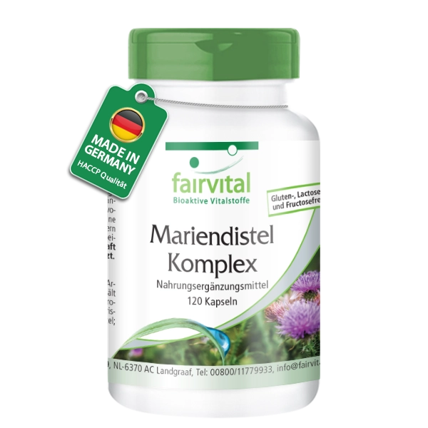Mariendistel Komplex - 120 Kapseln - mit Artischocke + Löwenzahn - Vegan | Fairvital Mariendistel Komplex - 120 Kapseln - mit Artischocke + Löwenzahn - Vegan | Fairvital