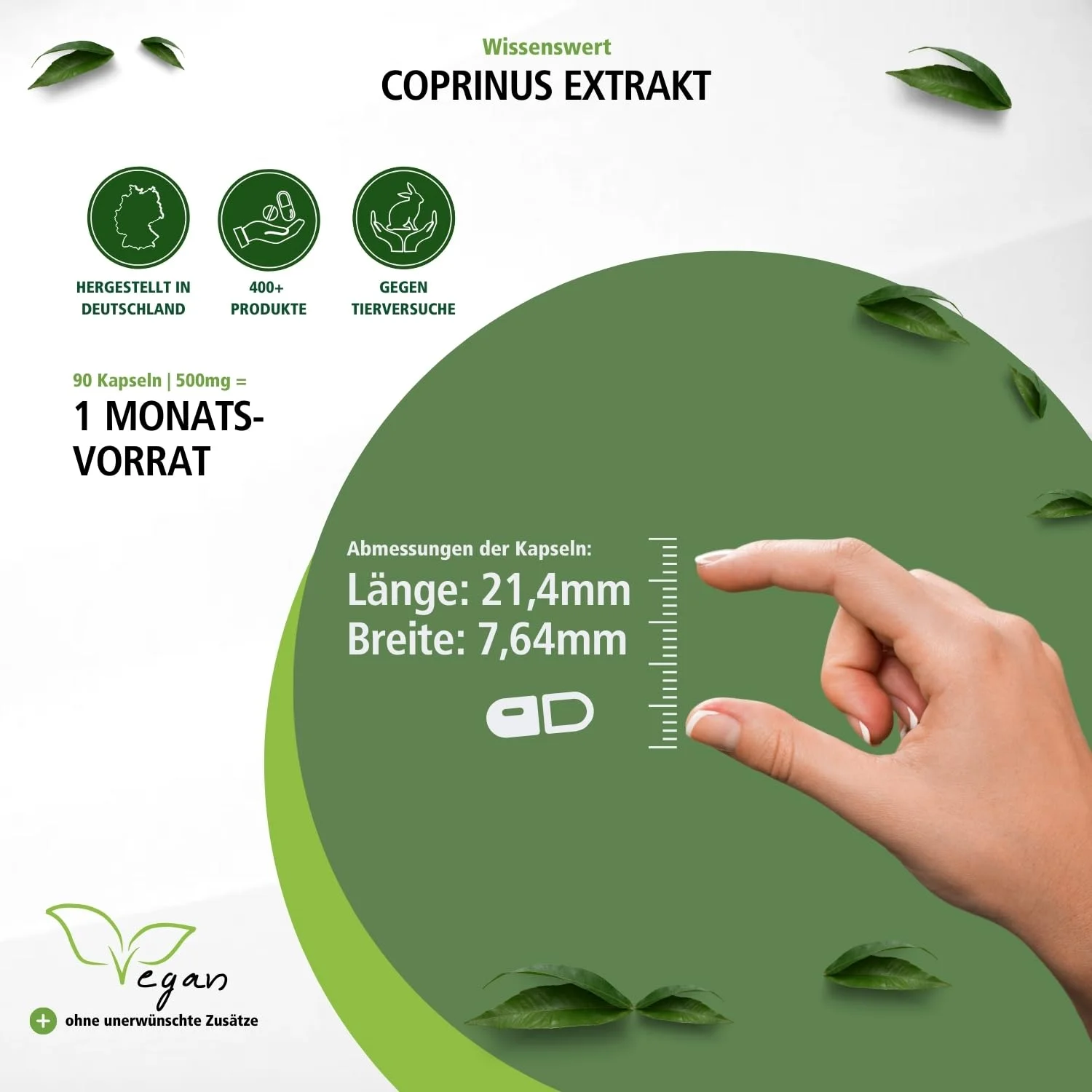 Coprinus Extrakt - 90 Kapseln - schluckfreundlich - coprinus comatus (Spargelpilz) - 30% Polysaccharide | Fairvital
