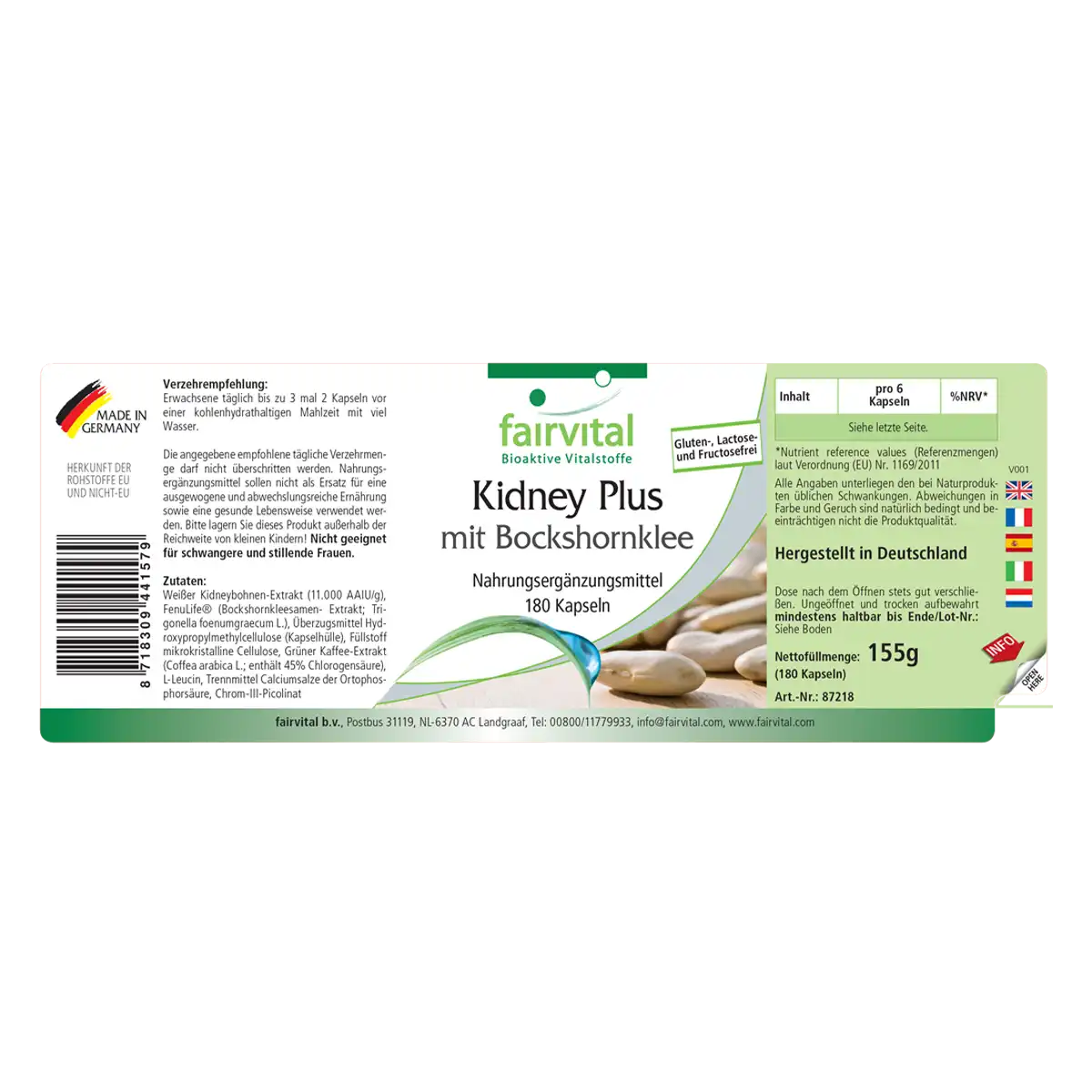 Kidney Plus mit Bockshornklee - 180 Kapseln - mit Chrom - für Blutzuckerspiegel - Vegan | Fairvital Kidney Plus mit Bockshornklee - 180 Kapseln - mit Chrom - für Blutzuckerspiegel - Vegan | Fairvital