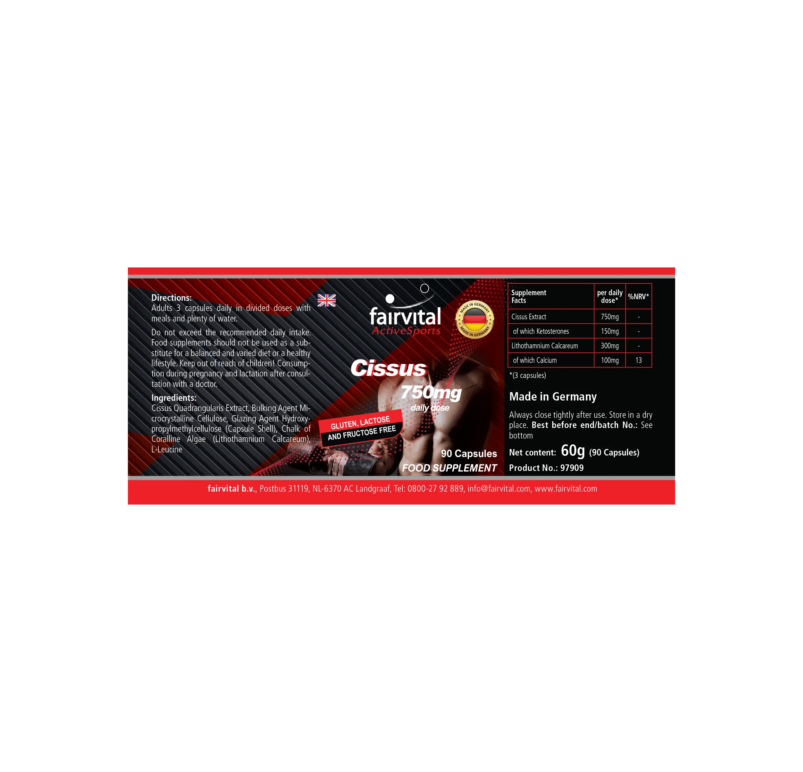 Cissus 750mg Tagesdosis - 90 Kapseln - Cissus Quadrangularis - hochdosiert und vegan | Fairvital