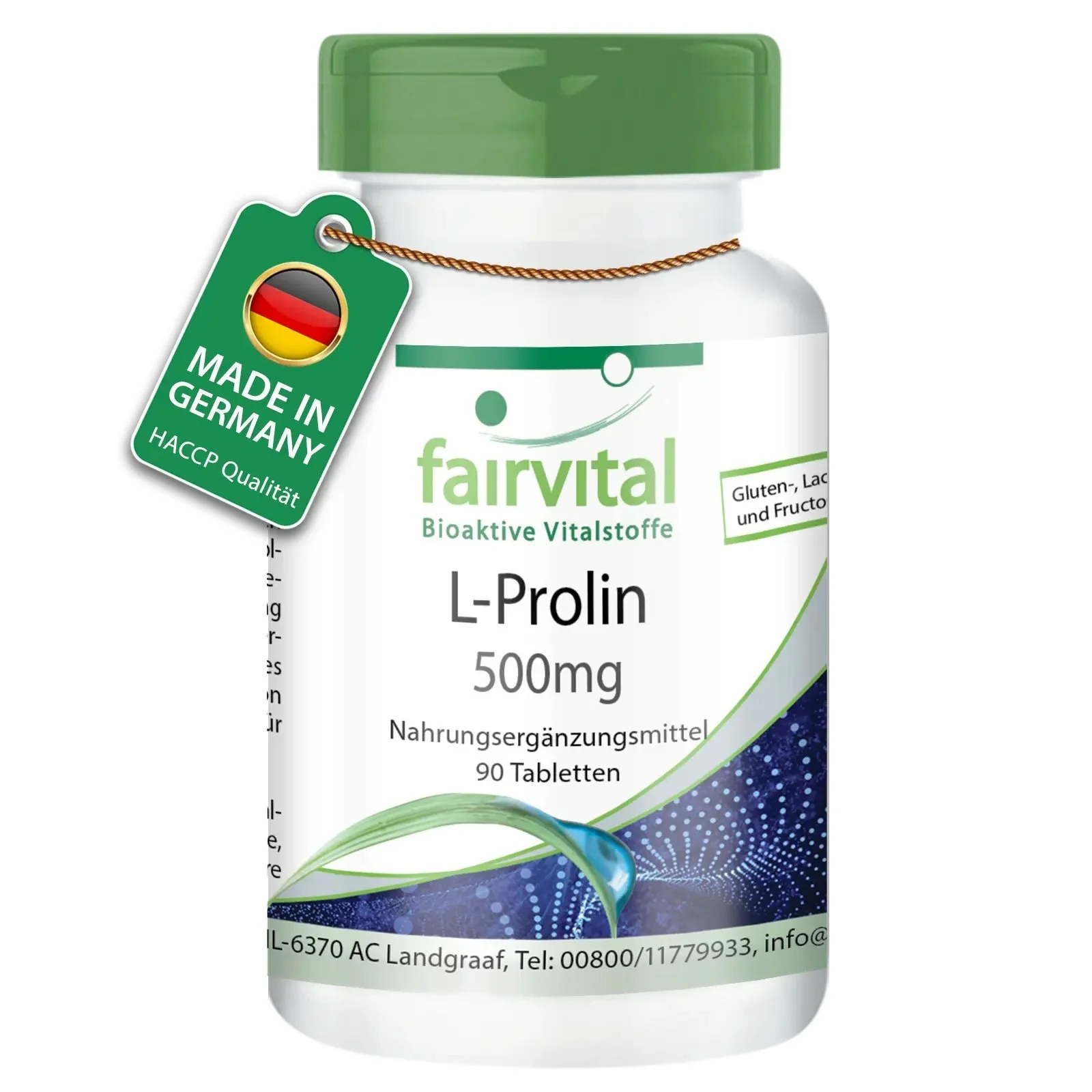 L-Prolin 500mg - 90 Tabletten - Aminosäure - Hochdosiert und Vegan | Fairvital L-Prolin 500mg - 90 Tabletten - Aminosäure - Hochdosiert und Vegan | Fairvital