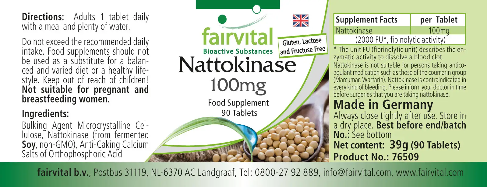 Nattokinasa 100mg - 90 comprimidos