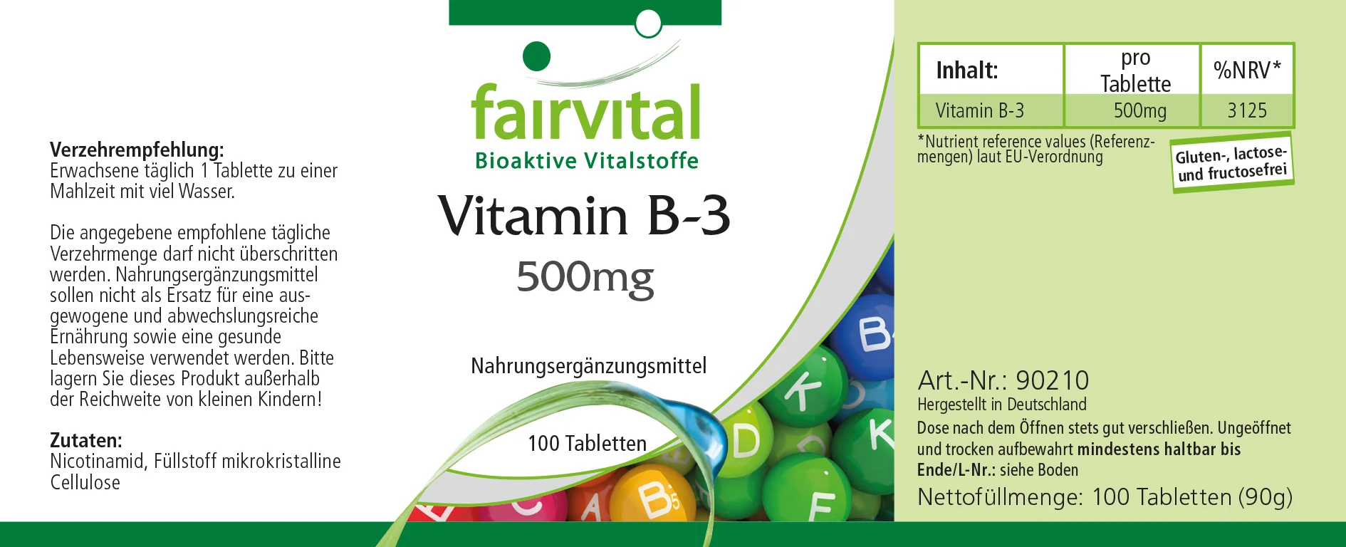 Vitamin B3 500mg – 100 Tablets