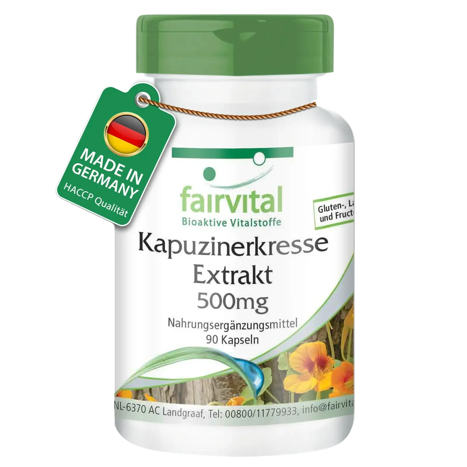 Kapuzinerkresse-Extrakt 500mg - 90 Kapseln - Tropaeolum majus - Vegan | Fairvital Kapuzinerkresse-Extrakt 500mg - 90 Kapseln - Tropaeolum majus - Vegan | Fairvital