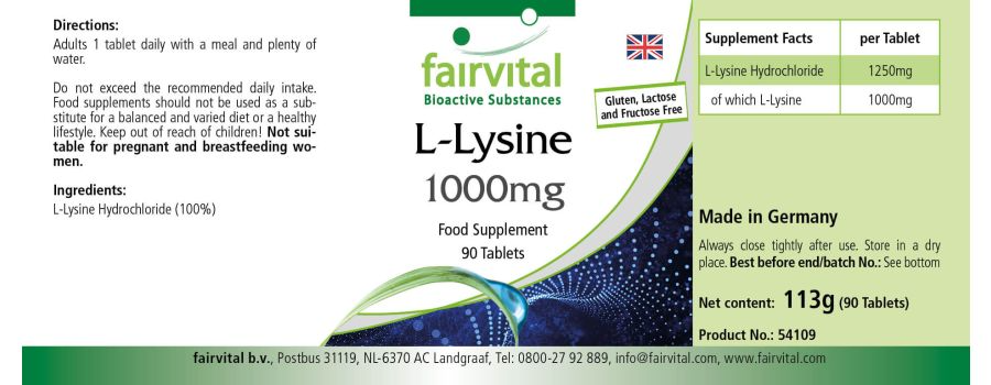 L-Lysine 1000mg - 90 comprimés