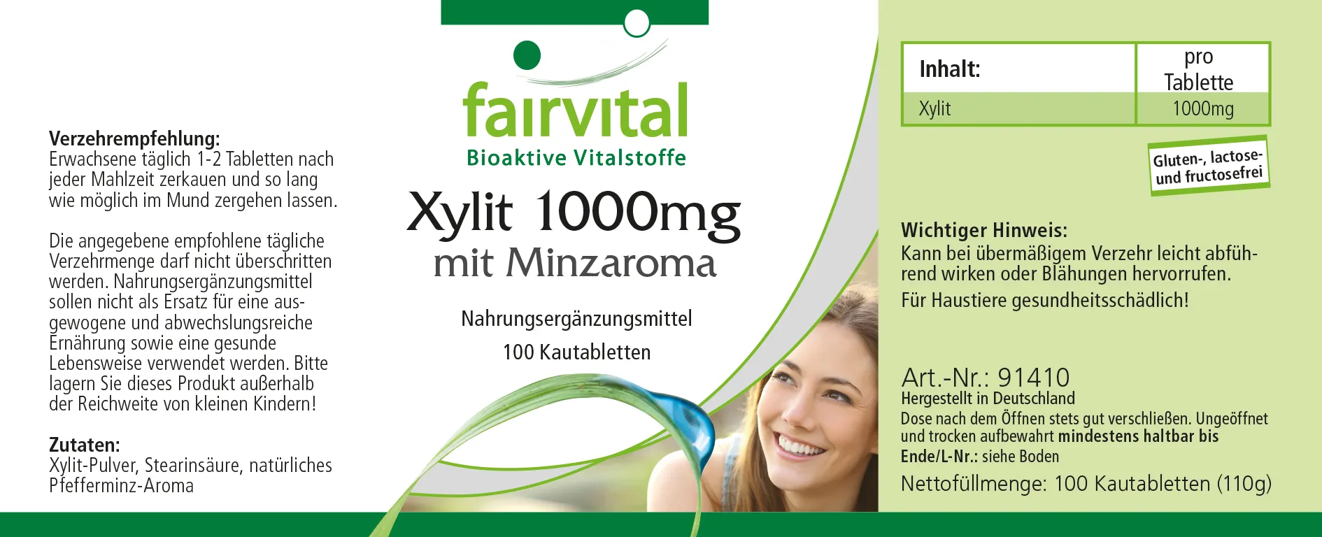 Xylitol 1000mg mint flavoured - 100 chewable tablets Xylitol 1000mg mint flavoured - 100 chewable tablets