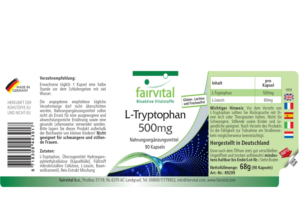 L-tryptofaan 500mg - 90 capsules