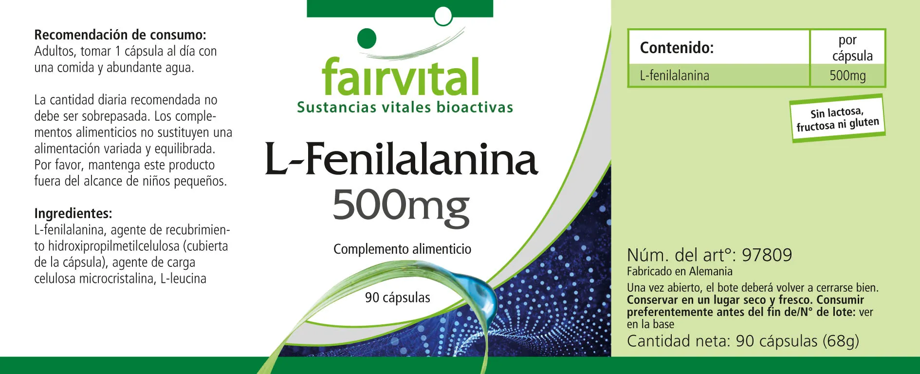 L-Phénylalanine 500mg - 90 gélules