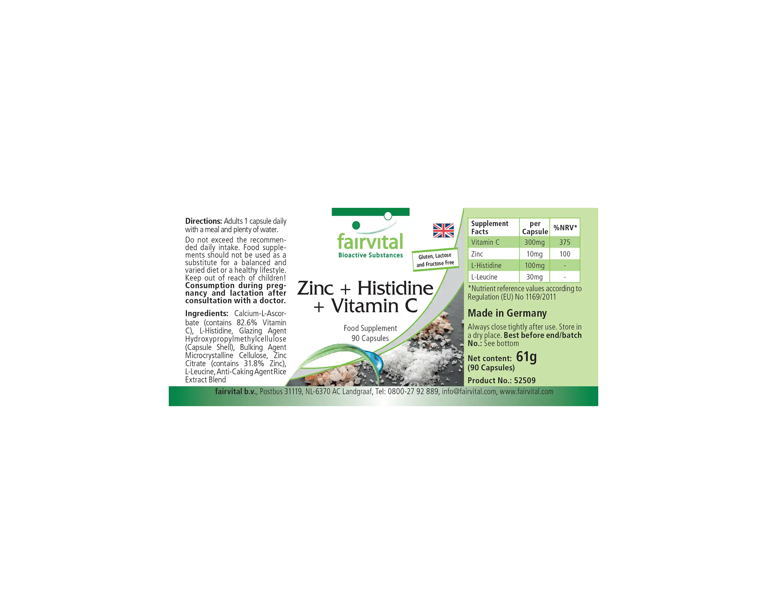 Zinc + Histidine + Vitamine C - 90 Capsules