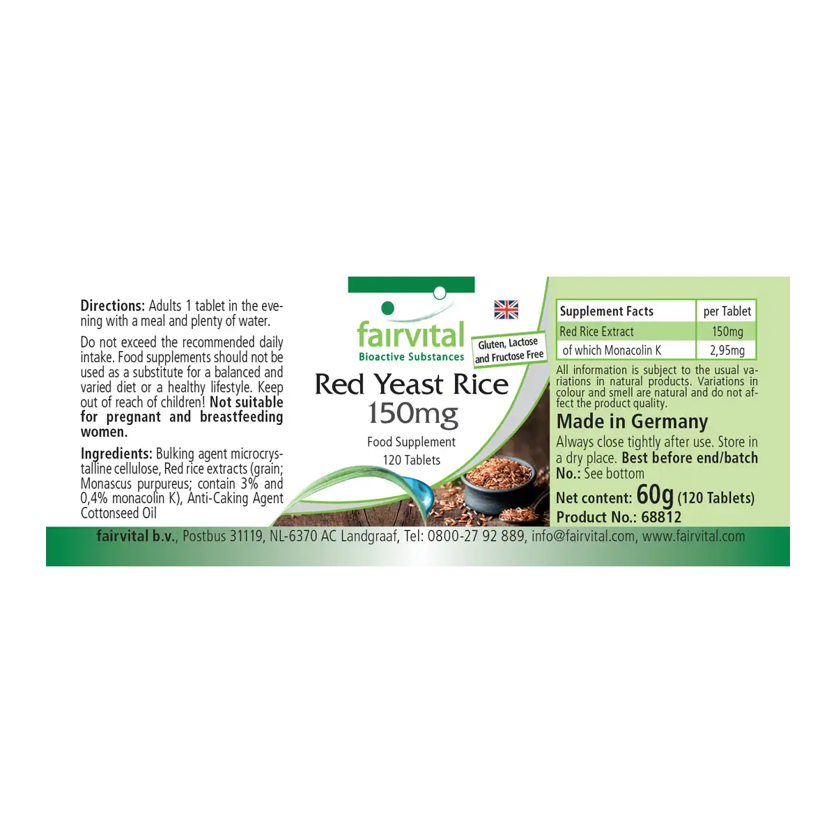 Red yeast rice 150mg