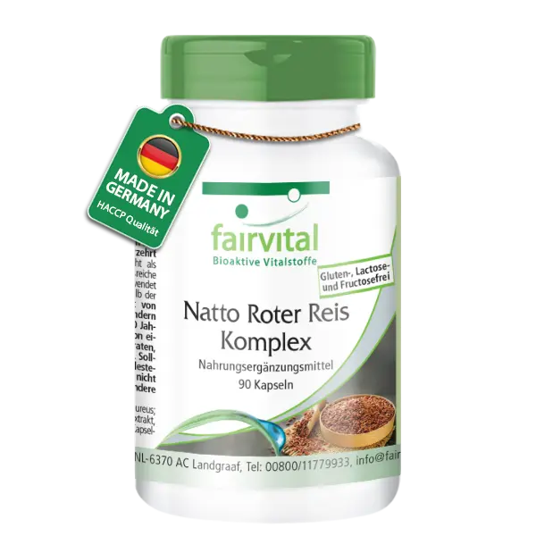 Natto Roter Reis Komplex - 90 Kapseln - mit Monacolin K und Nattokinase - Vegan | Fairvital Natto Roter Reis Komplex - 90 Kapseln - mit Monacolin K und Nattokinase - Vegan | Fairvital