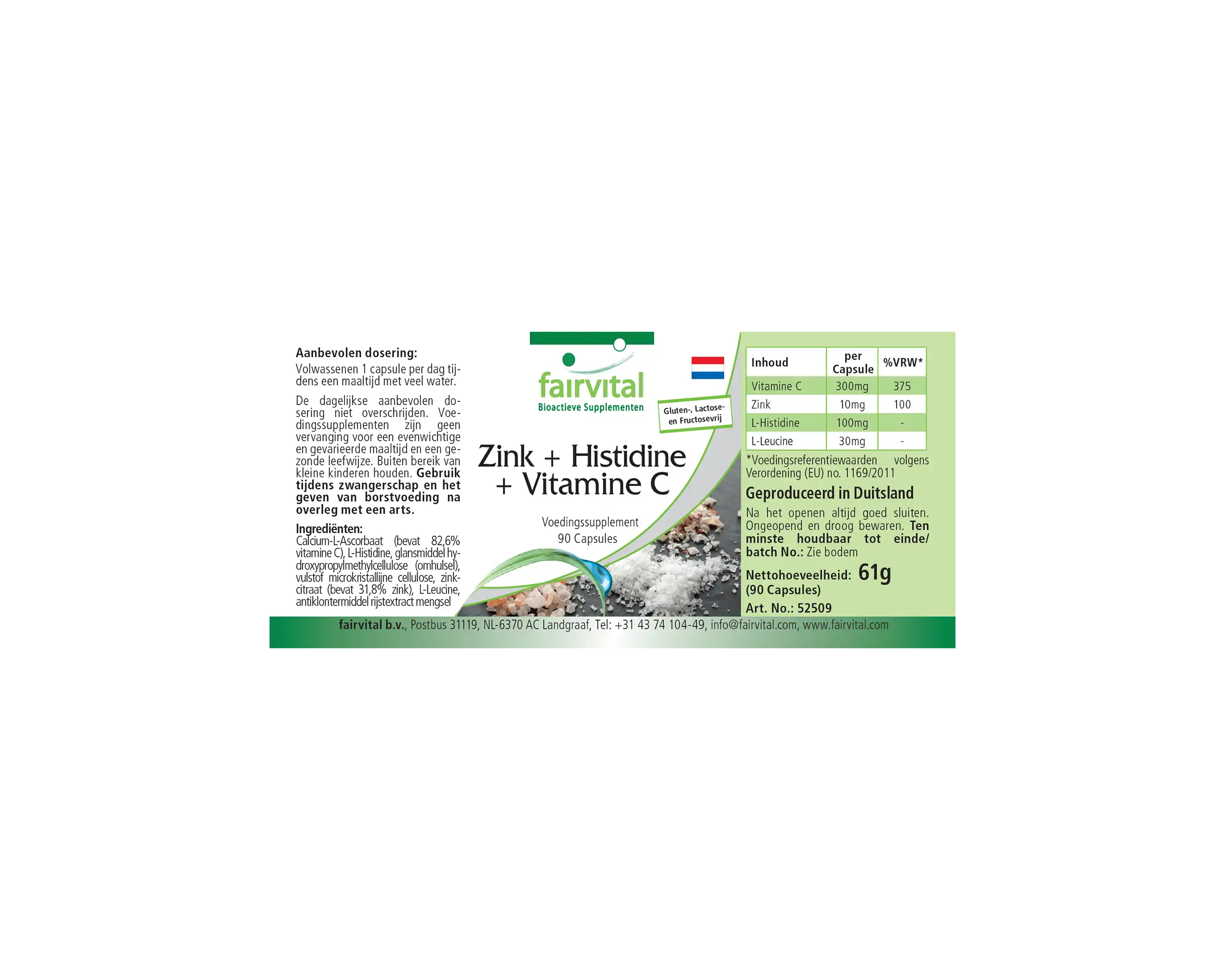 Zinc + Histidine + Vitamine C - 90 Capsules
