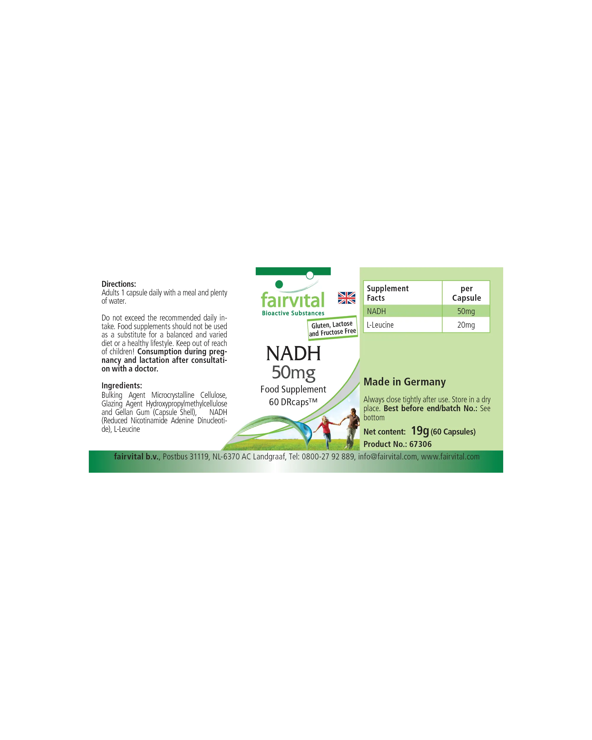 NADH 50mg - 60  DRCaps™ - Coenzym 1 - Hochdosiert und Vegan | Fairvital