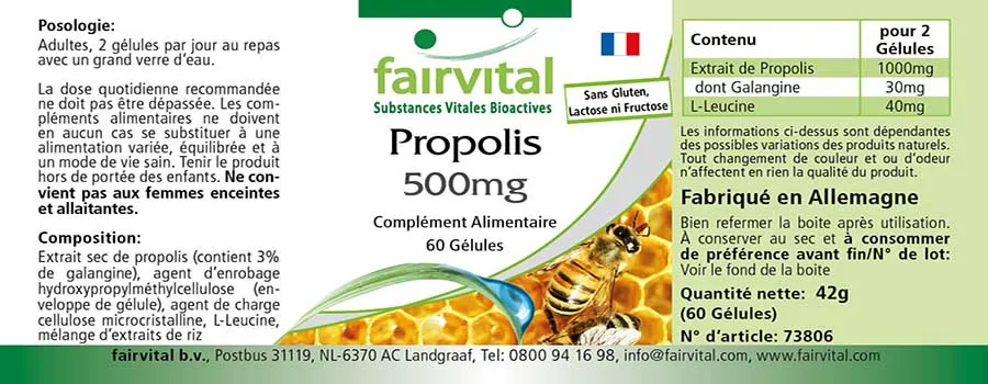 Extracto de propóleo 500 mg - 60 cápsulas