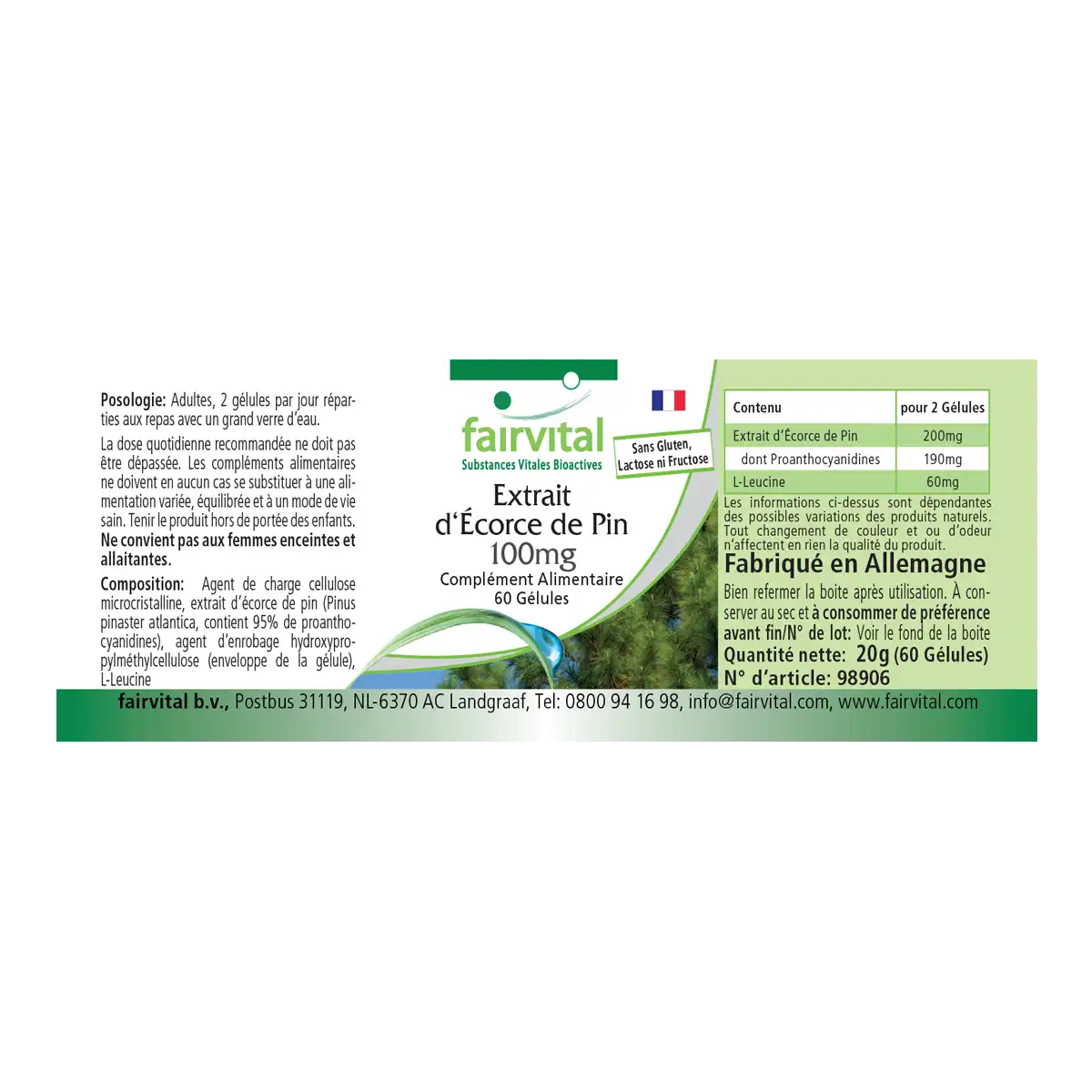 Kiefernrinden-Extrakt 100mg- 60 Kapseln - 95% Proanthocyanidine - VEGAN | Fairvital Kiefernrinden-Extrakt 100mg- 60 Kapseln - 95% Proanthocyanidine - VEGAN | Fairvital