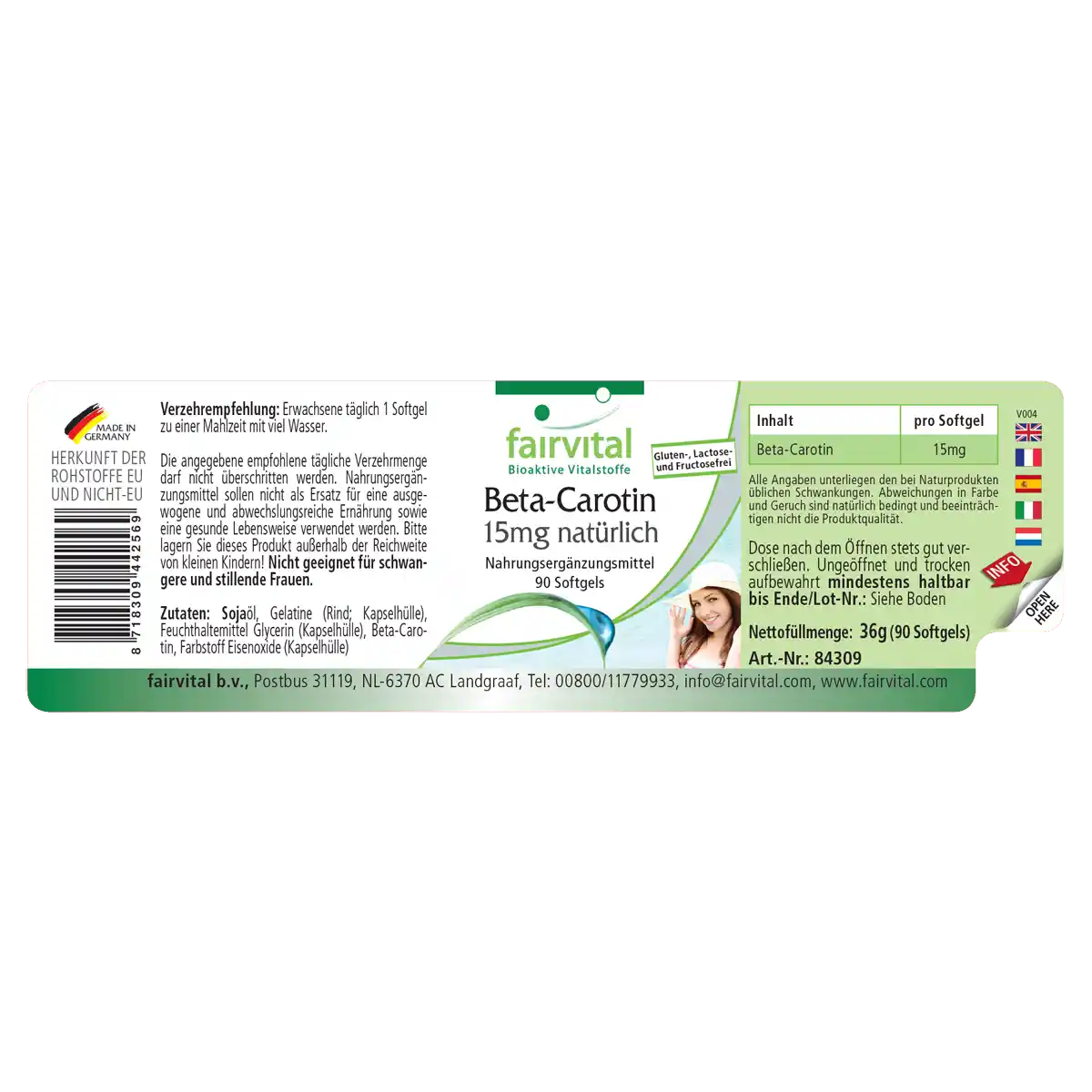 Bêta-carotène 15mg naturel - 90 softgels Bêta-carotène 15mg naturel - 90 softgels