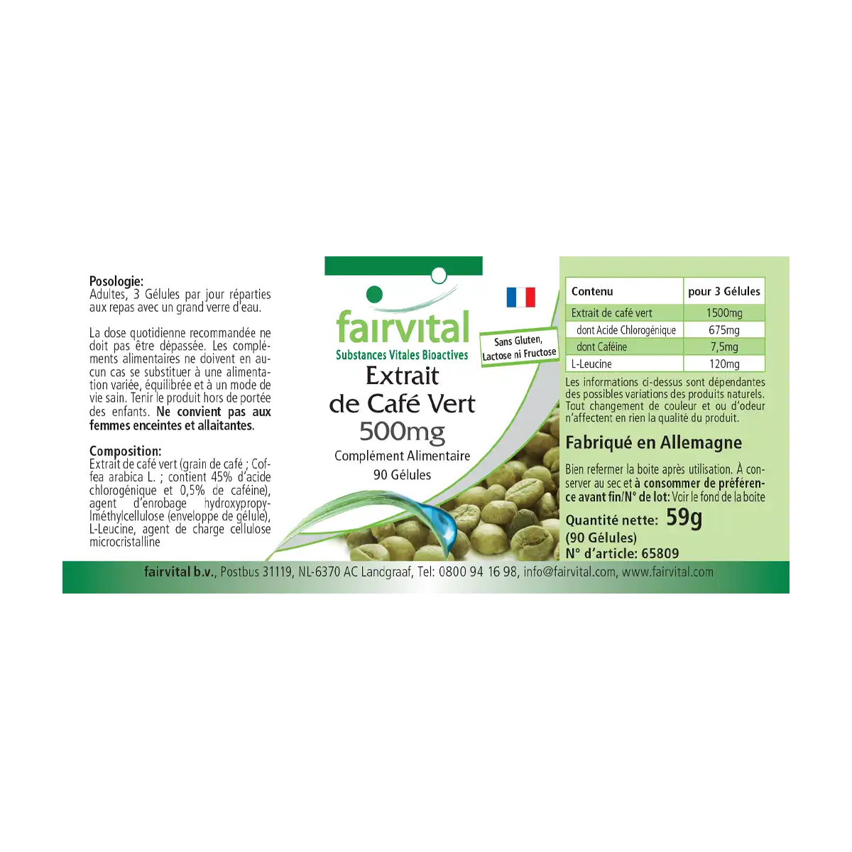 Groene koffie-extract 500mg - 90 capsules
