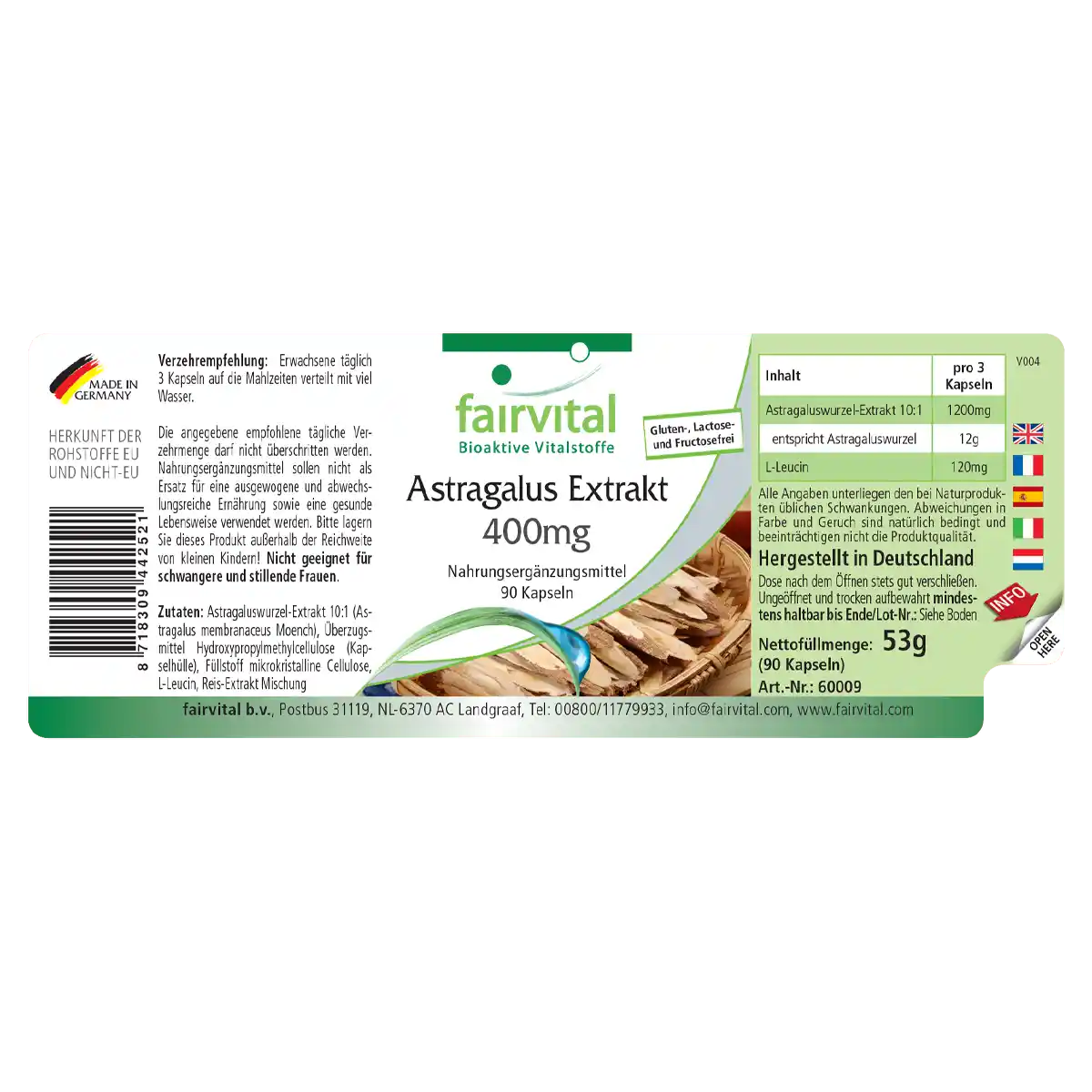 Astragalus Extrakt 400mg - 90 Kapseln - Hochdosiert und Vegan | Fairvital Astragalus Extrakt 400mg - 90 Kapseln - Hochdosiert und Vegan | Fairvital