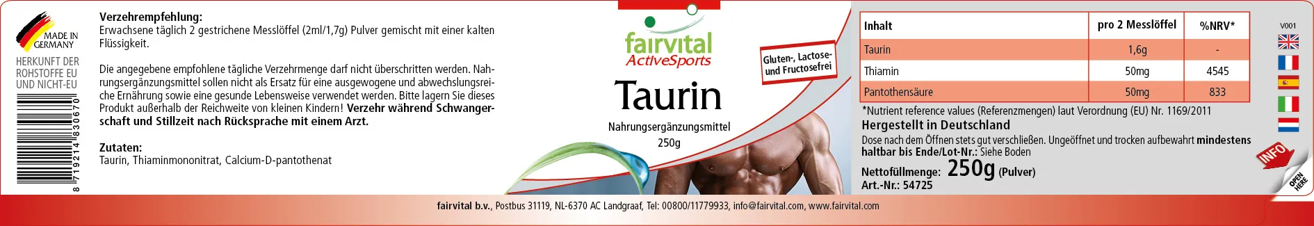 Taurine 250g poeder Taurine 250g poeder