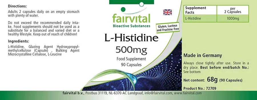 L-Histidine 500mg - 90 capsules