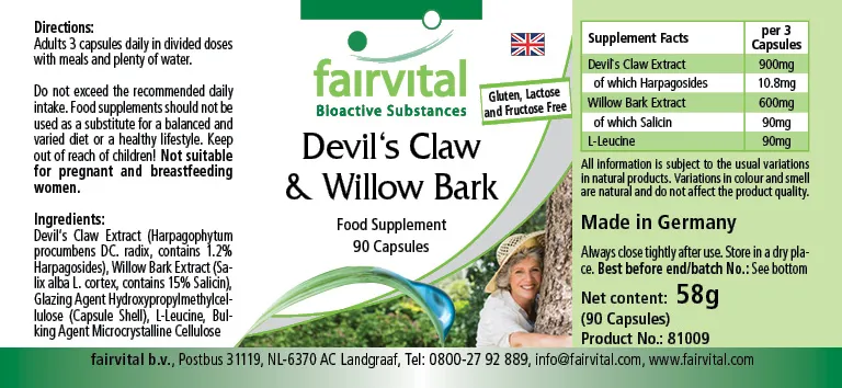 Devil´s claw and willow bark – 90 capsules
