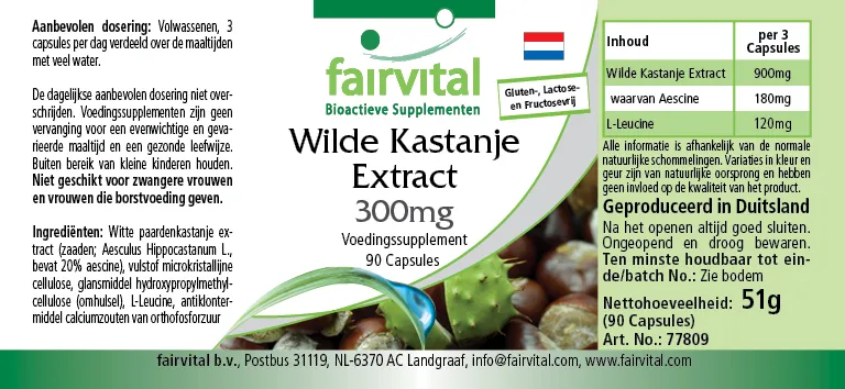 Paardenkastanje-extract 300mg - 90 capsules