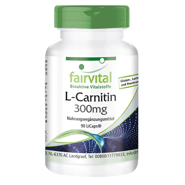 L-Carnitin Kapseln 300mg - 90 LiCaps® - Hochdosiert und Vegan | Fairvital L-Carnitin Kapseln 300mg - 90 LiCaps® - Hochdosiert und Vegan | Fairvital