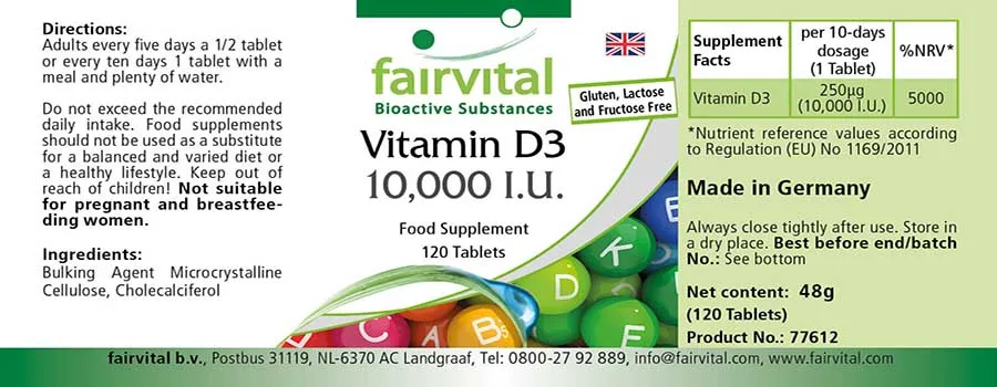 Vitamin D3 10000 I.U. - 120 tablets