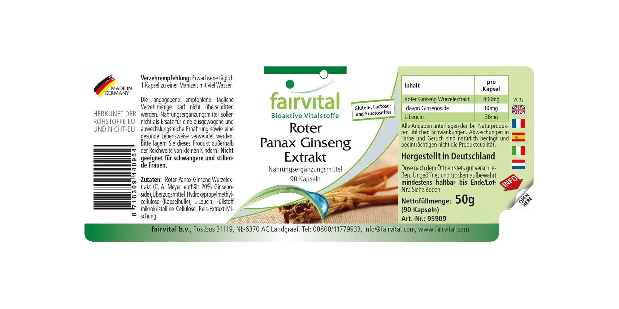 Roter Panax Ginseng Extrakt 400mg- 90 Kapseln-koreanischer Ginseng Extrakt- HOCHDOSIERT - VEGAN | Fairvital Roter Panax Ginseng Extrakt 400mg- 90 Kapseln-koreanischer Ginseng Extrakt- HOCHDOSIERT - VEGAN | Fairvital