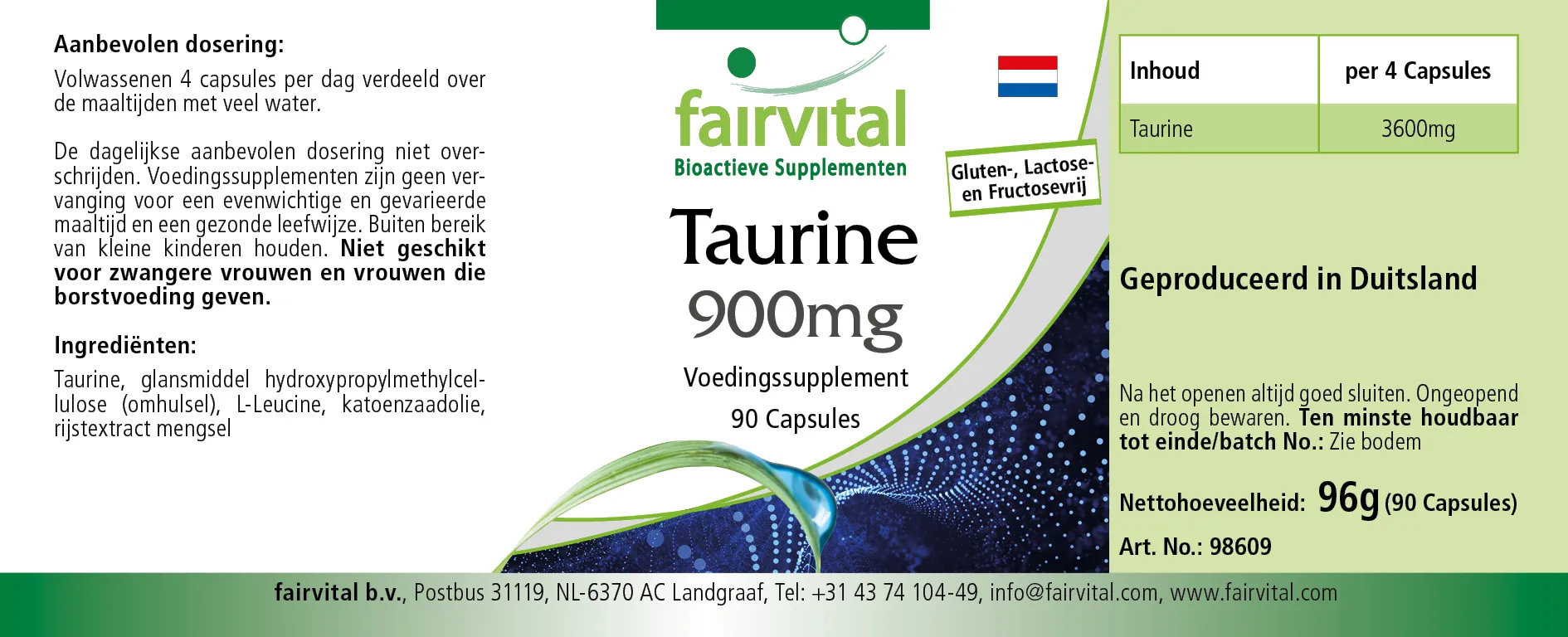 Taurine 900mg - 90 gélules Taurine 900mg - 90 gélules