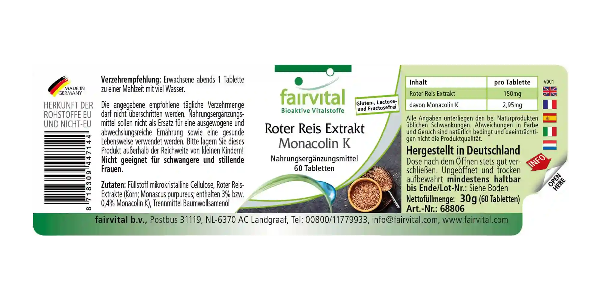 Extract van rode rijst met 2,95 mg monacoline K 