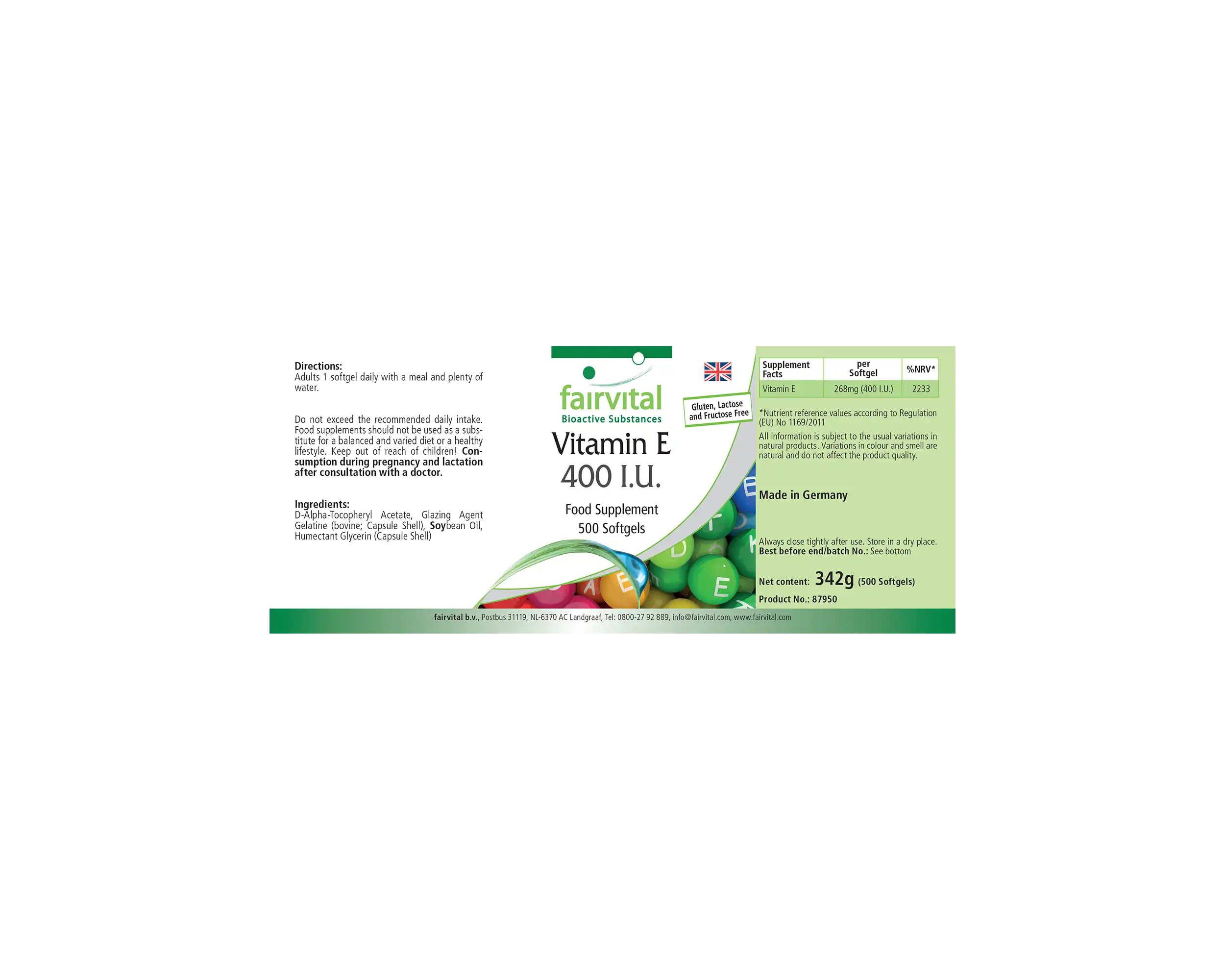 Vitamine E 400 UI - Flacon avantageux - 500 capsules molles