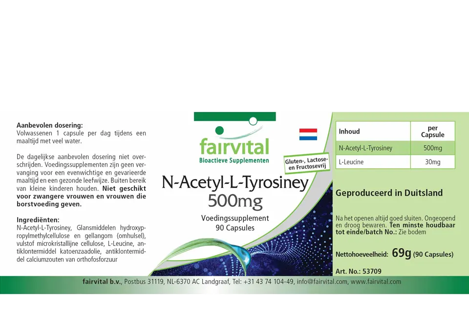 N-Acetyl-L-Tyrosine 500mg - 90 Capsules