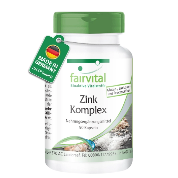Zink Komplex 25mg - 90 Kapseln - für Immunsystem, Sehkraft, Haare uvm. - Vegan | Fairvital Zink Komplex 25mg - 90 Kapseln - für Immunsystem, Sehkraft, Haare uvm. - Vegan | Fairvital
