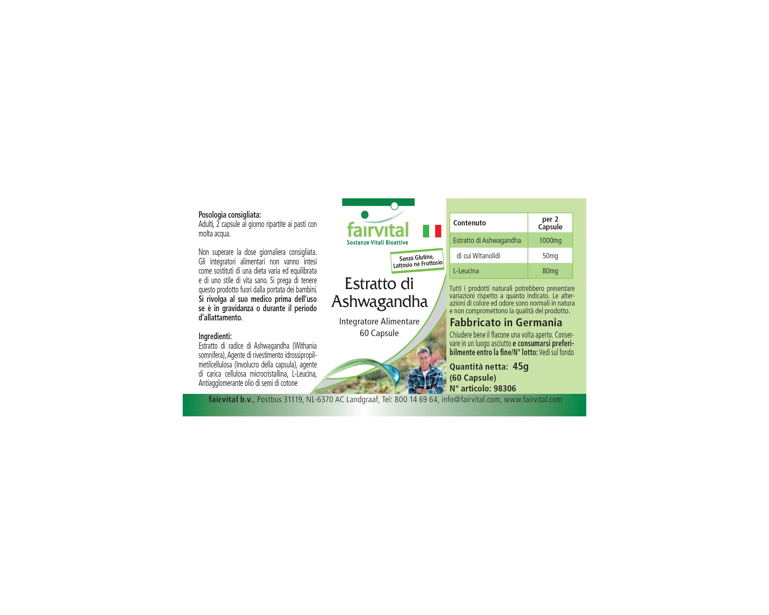 Extracto de Ashwagandha  500mg - 60 Cápsulas