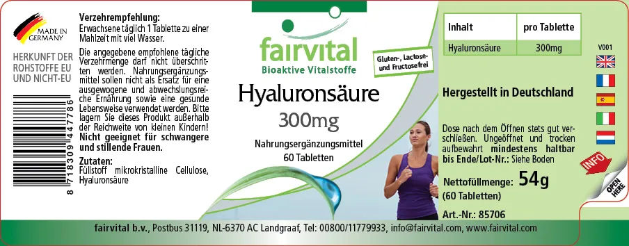 Hyaluronzuur 300mg - 60 tabletten