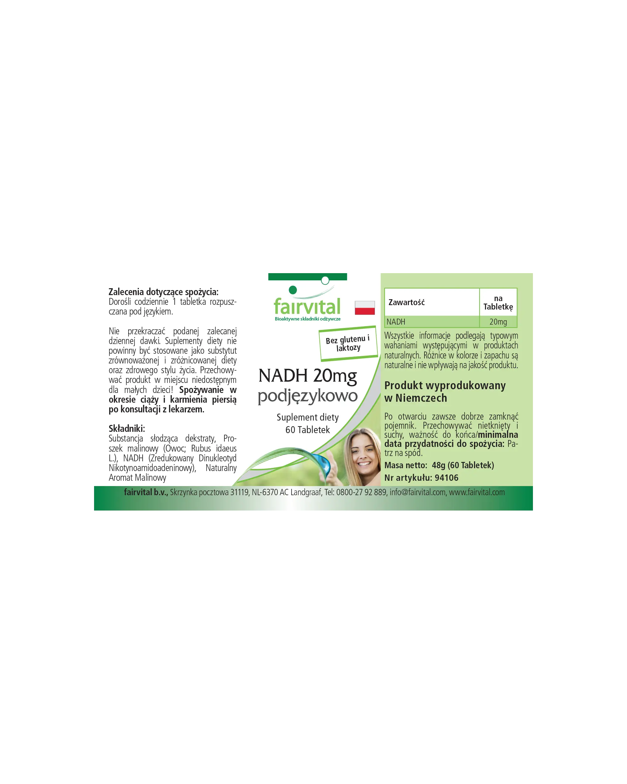NADH 20mg sublingual-60 Tabletten zum Lutschen-Vegan | Fairvital