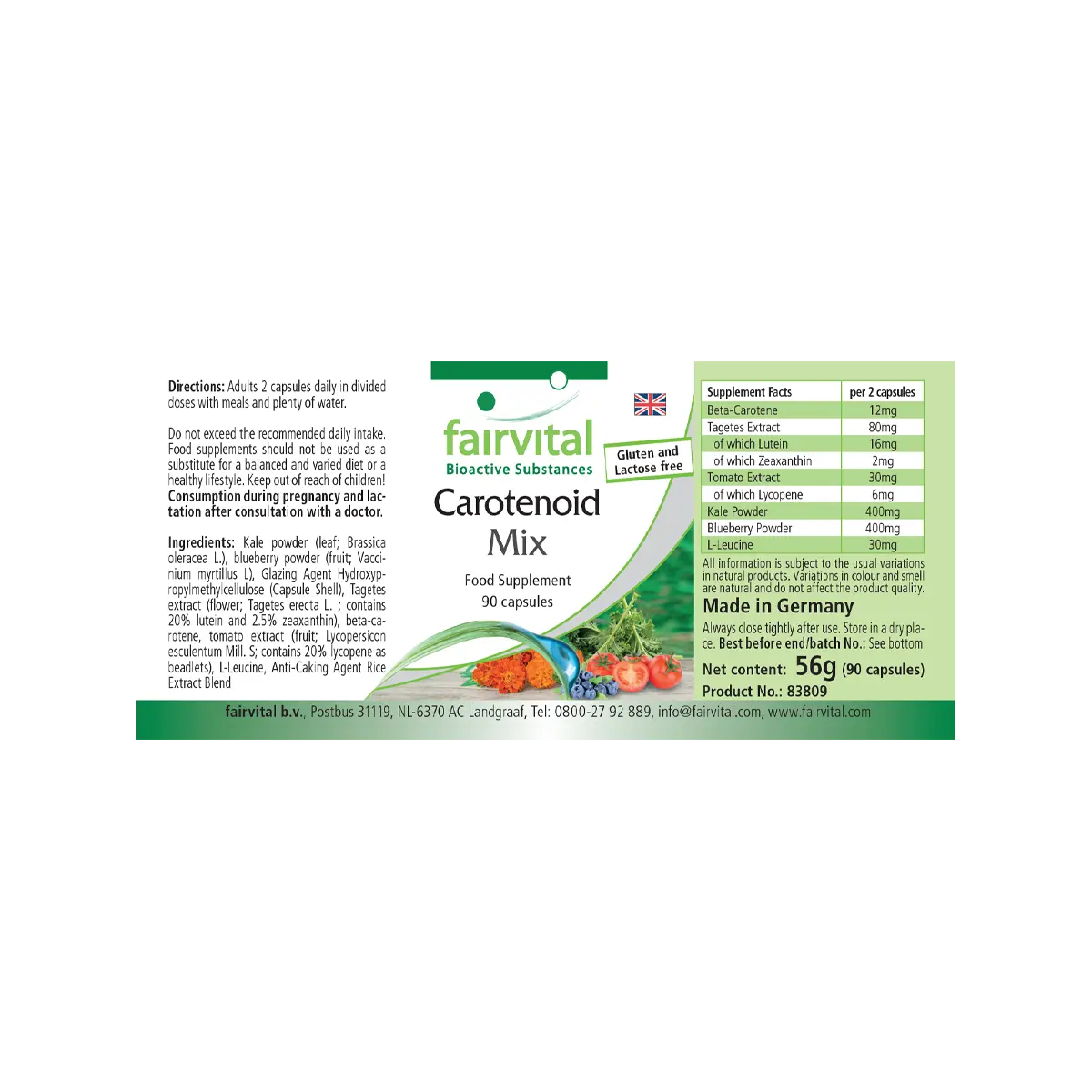 Carotinoid Mix mit Anthocyanen - 90 Kapseln - natürliche Carotinoide - Hochdosiert und Vegan | Fairvital Carotinoid Mix mit Anthocyanen - 90 Kapseln - natürliche Carotinoide - Hochdosiert und Vegan | Fairvital