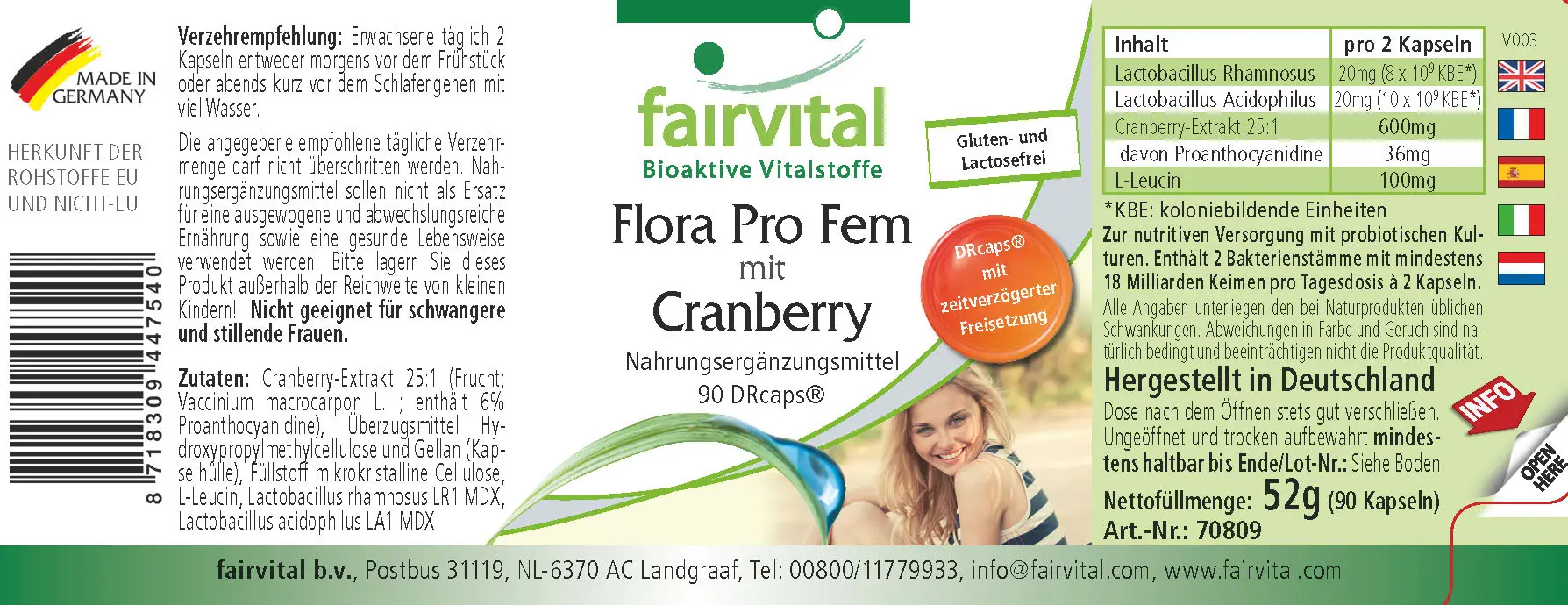 Flora Pro Fem avec Cranberry - 90 DRcapsule Flora Pro Fem avec Cranberry - 90 DRcapsule