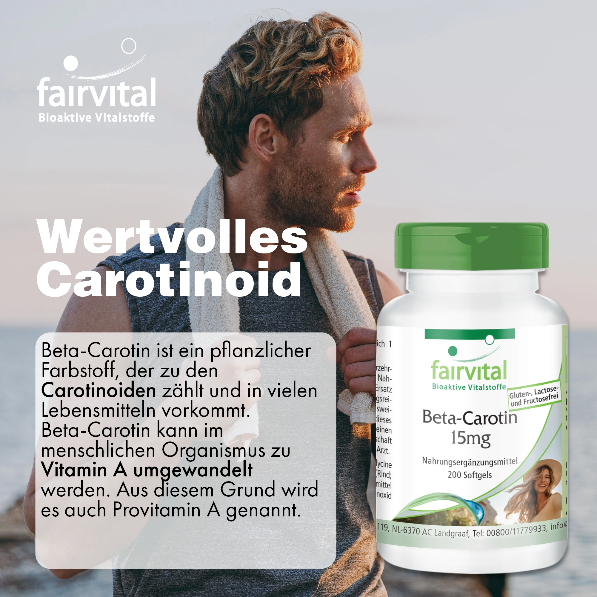 Beta-Carotin 15mg - 200 Softgels - hochdosiert | Fairvital