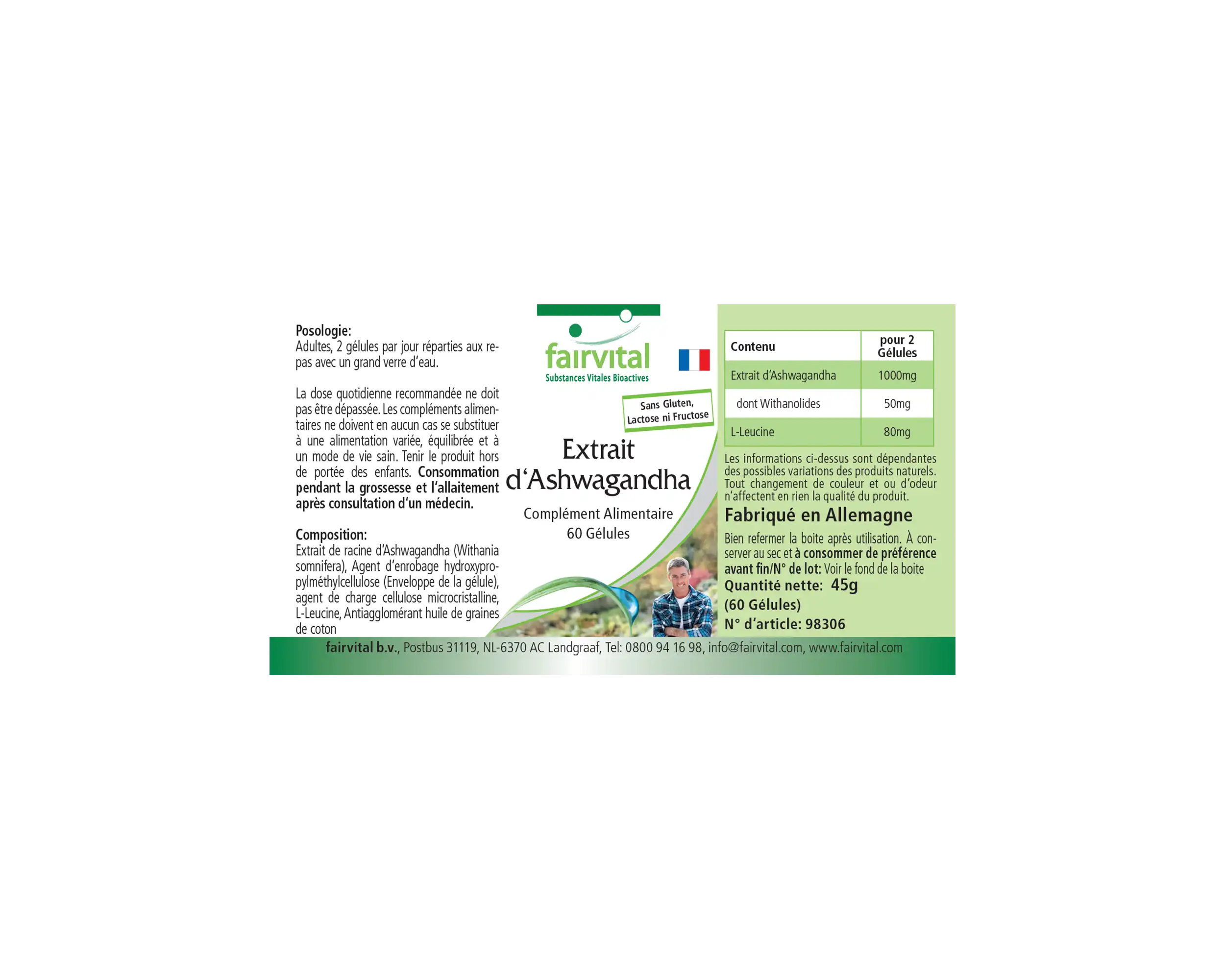 Extracto de Ashwagandha  500mg - 60 Cápsulas