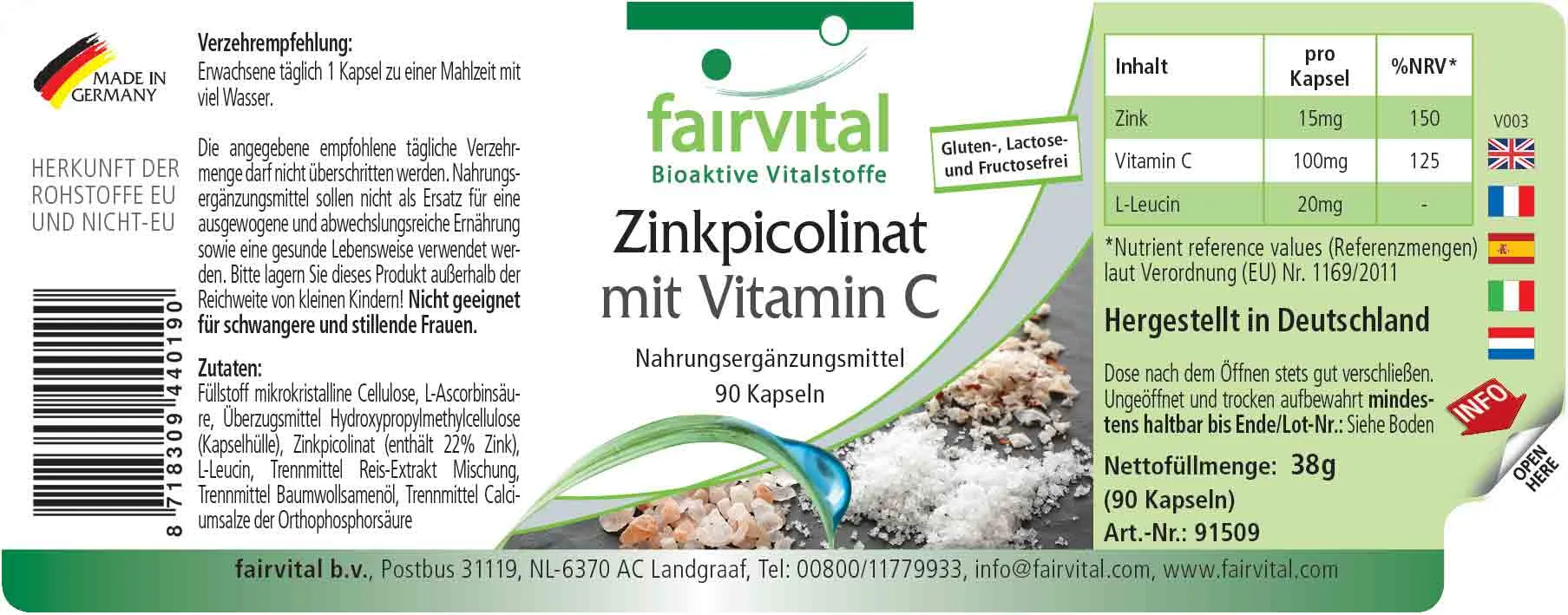 Zinkpicolinaat met vitamine C - 90 capsules