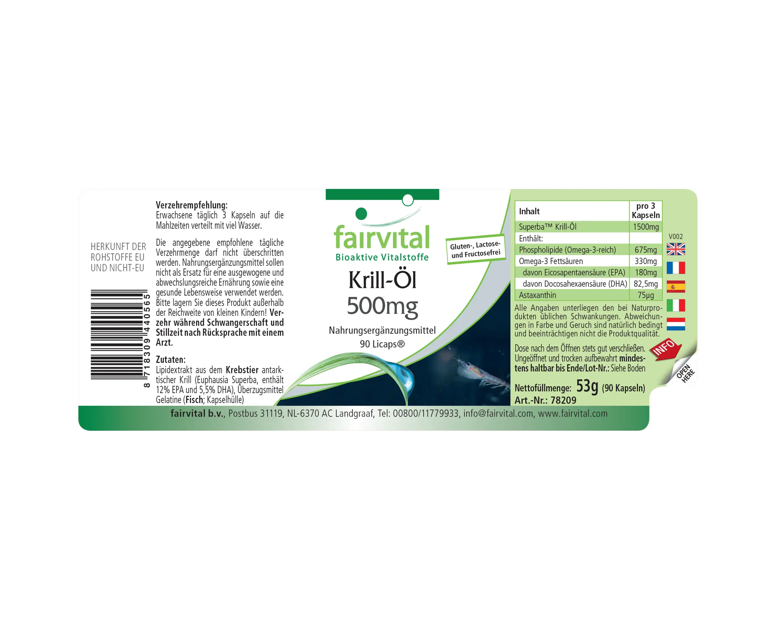 Krill-Öl 500mg Kapseln - 90 LiCaps® - mit EPA & DHA - für Hez, Gehirn, Sehkraft, Blutdruck uvm. | Fairvital Krill-Öl 500mg Kapseln - 90 LiCaps® - mit EPA & DHA - für Hez, Gehirn, Sehkraft, Blutdruck uvm. | Fairvital
