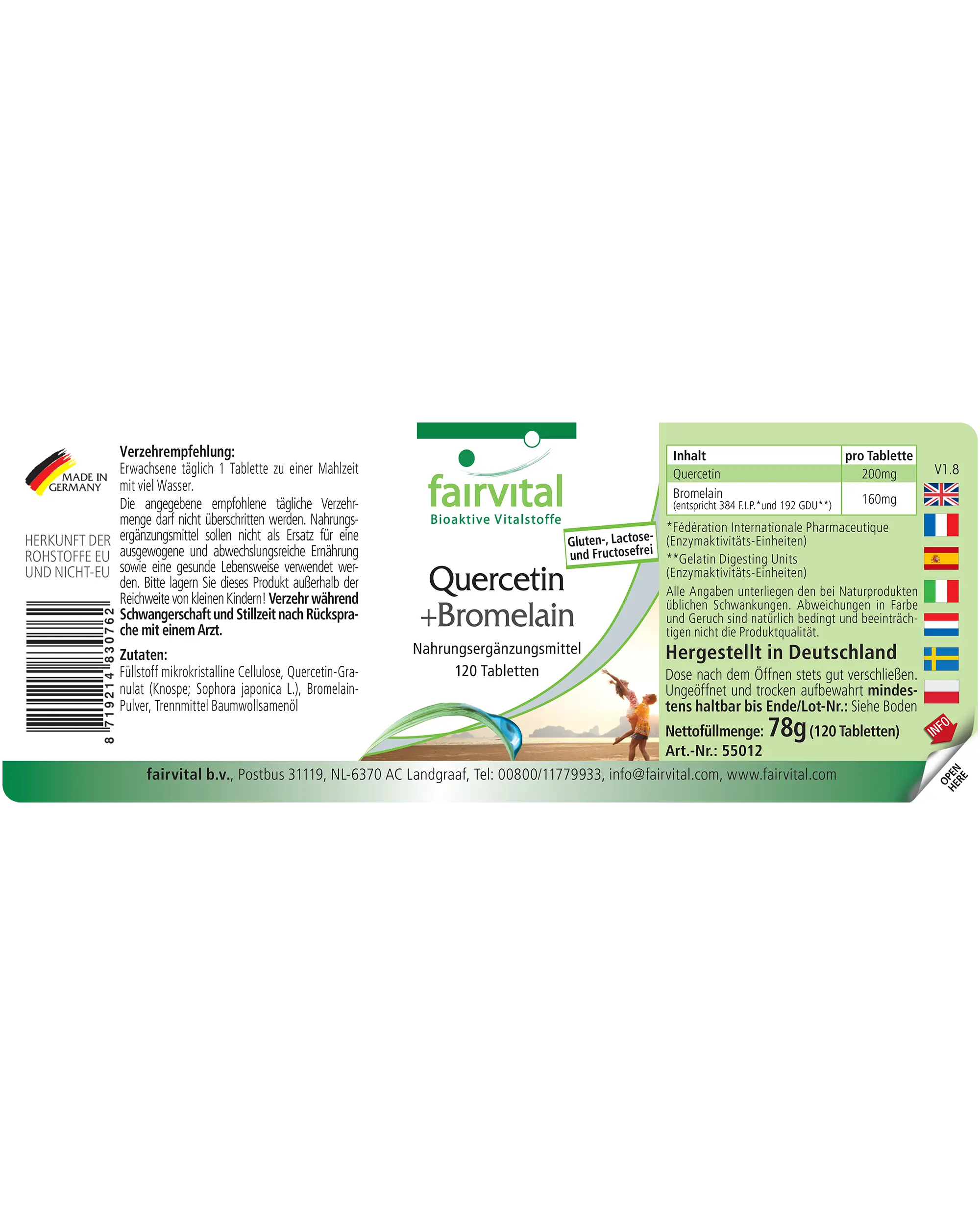 Quercetina + Bromelina - 120 compresse - Alto dosaggio e vegano | Fairvital