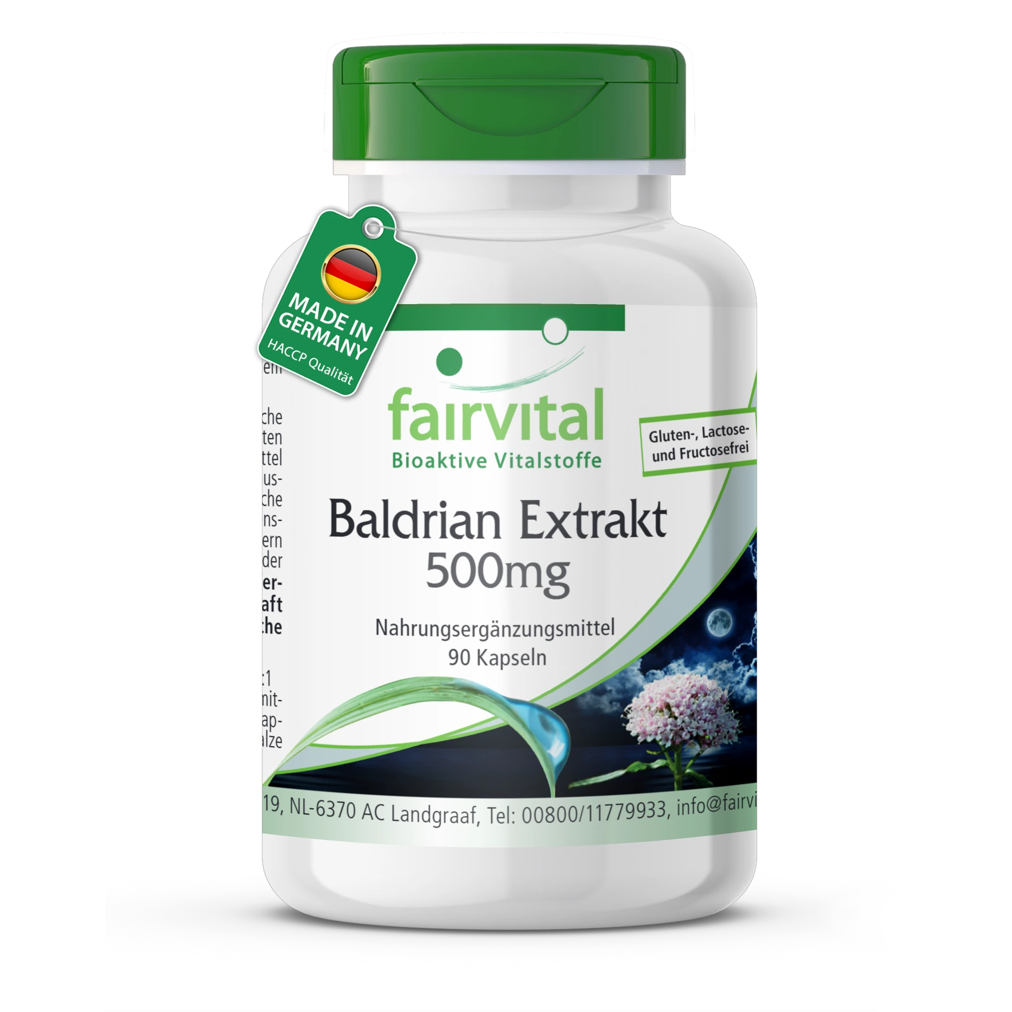 Baldrian Extrakt 500mg - 90 Kapseln - Schluckfreundlich - Valeriana Officinalis - Hochdosiert und Vegan | Fairvital