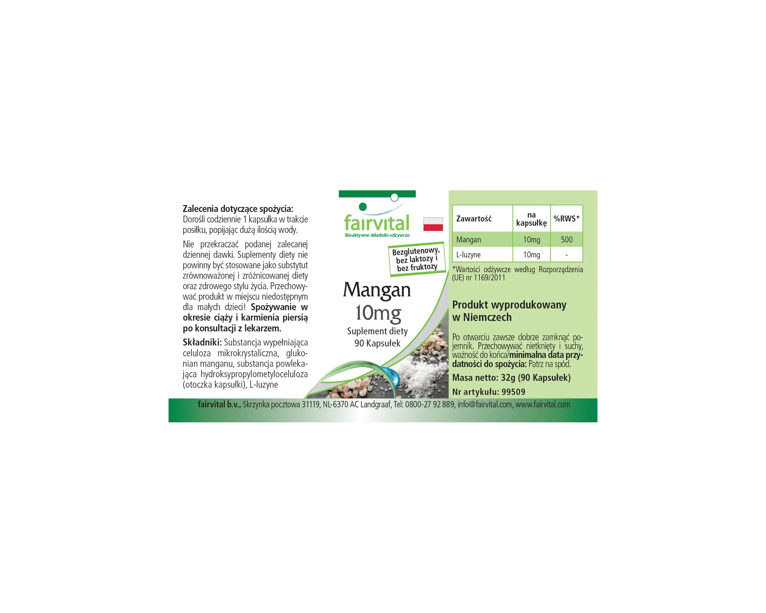 Mangan Kapseln 10mg - 90 Kapseln - Hochdosiert- Vegan | Fairvital