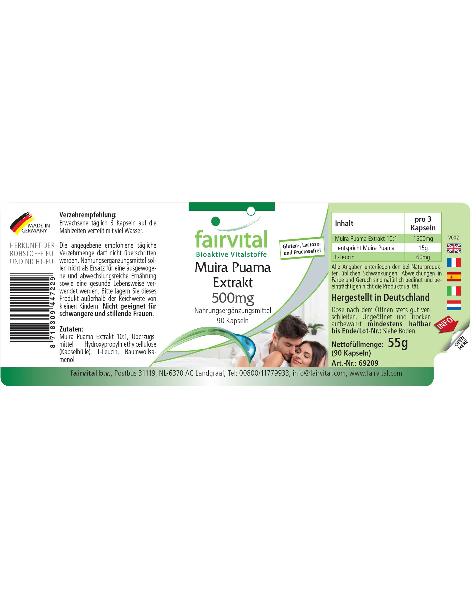 Estratto di Muira Puama 10: 1 500mg - 90 capsule